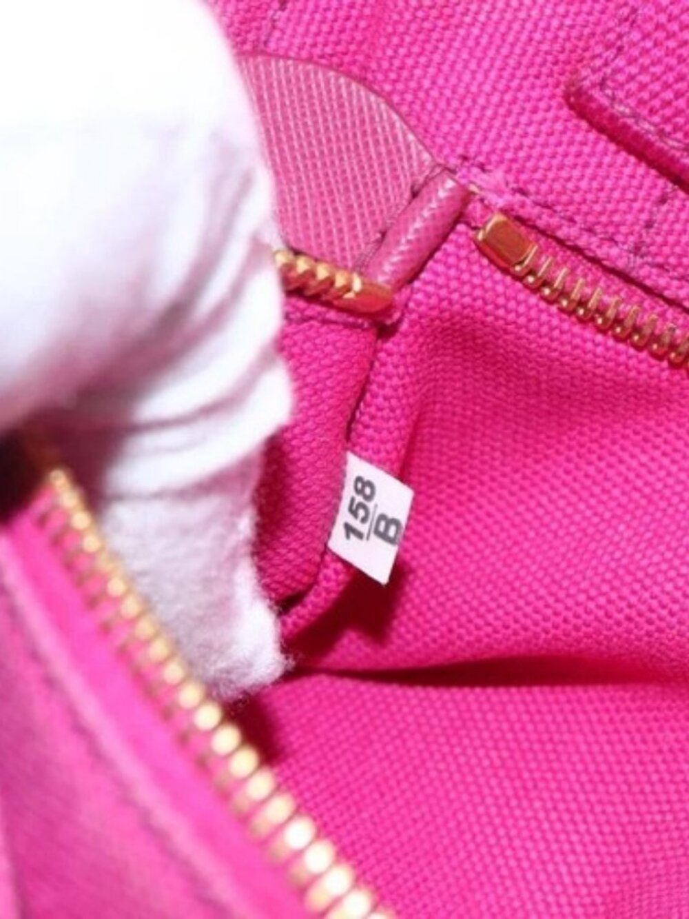 PRADA Canapa PM Hand Bag Canvas 2way Pink Gold Auth ka2235 - Picture 10 of 16